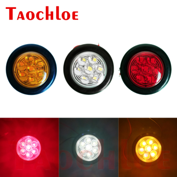 2Pcs Car External Lights Round LED 12V 24V Auto Car Bus Truck Wagons Side Marker Indicator Trailer Light Rear Side Lamp