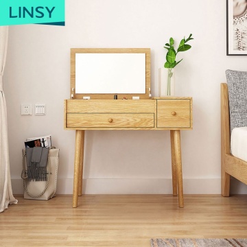 鏡とメイクアップの収納付きのLinsyベッドルームドレッサーテーブル