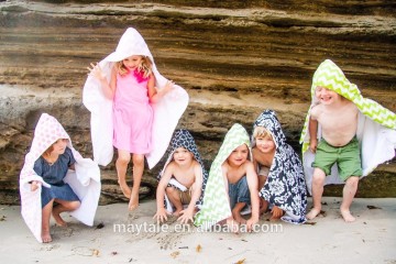 Hooded towel, 100% soft cotton lined with cotton terry