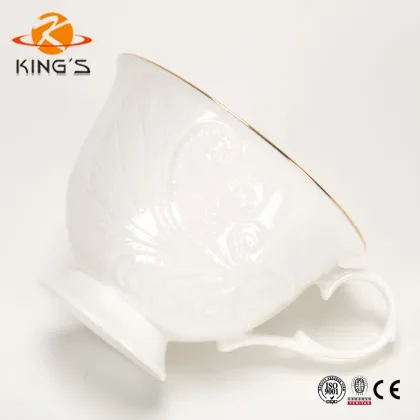 White Porcelain Tea Cup with Embossment