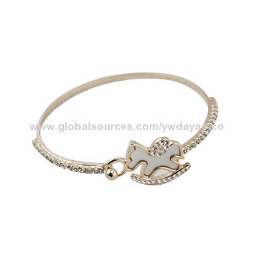Crystal bracelet jewelry, gold plated zinc alloy