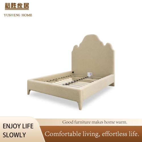 Cama estofada luxuosa com cabeceira moderna