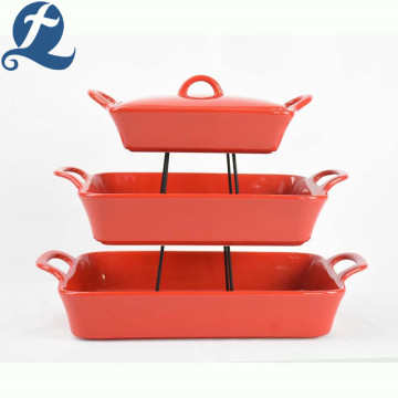 Keramische vierkante ovenschalen effen kleur bakvormen set