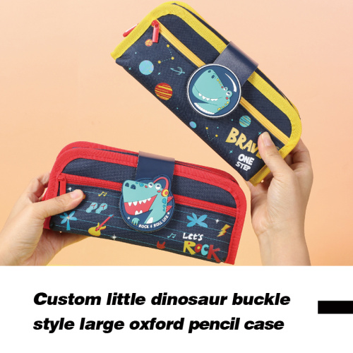 Petit dinosaure sur mesure Boucle en tissu oxford Grand boîtier de crayon de papeterie pour l'école