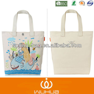 good quality cotton canvas dolphin printing promotion shopping handbag