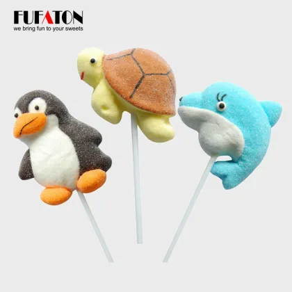 Fish shaped jelly pop candy lollipop