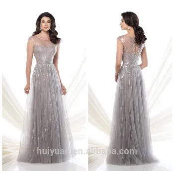 one piece long cap sleeve beaded fashion night evening dress