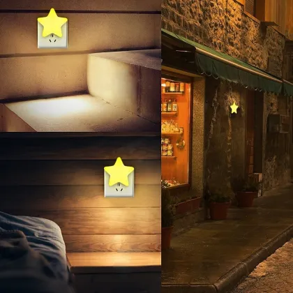 LED Plug-in Lamp Sensor Controlled Pentagram Night Light Take Good Care Children Sleep