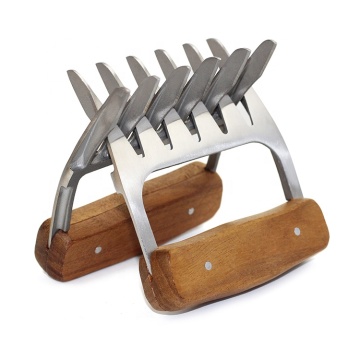 Hot Sell 18/8 Stainless Steel Metal Meat Claws Set with Wooden Handle