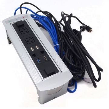 Motorized Automatic Vticnica Flipping Socket Box with USB Charging Ports for Conference Tables