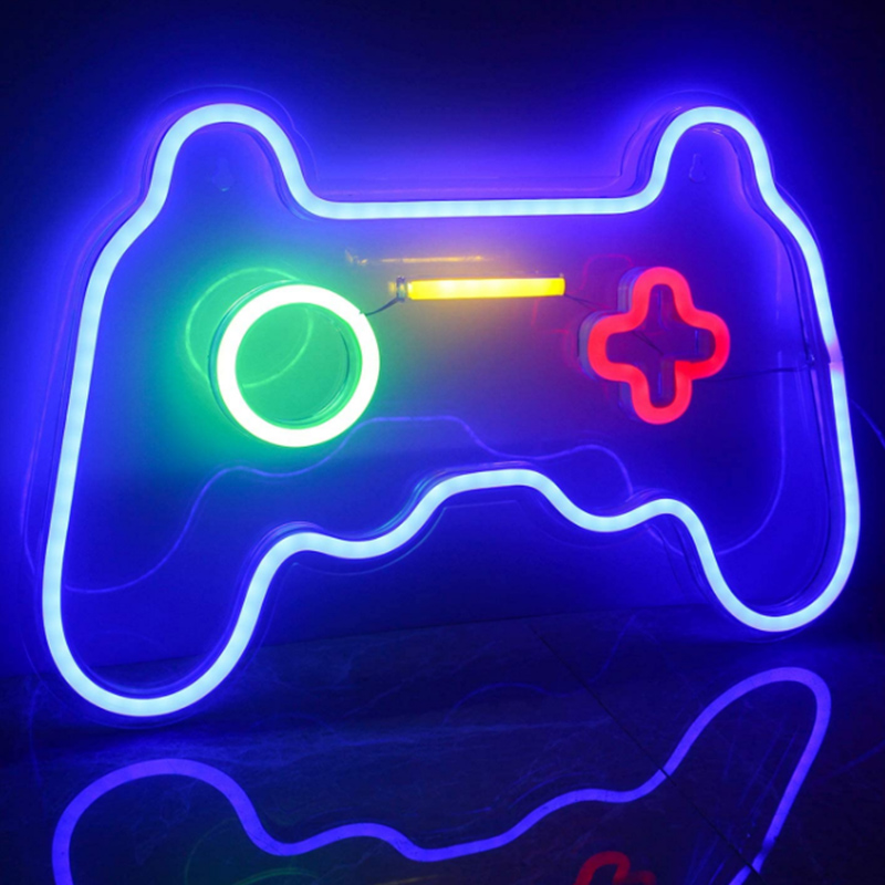 Sinais de neon em forma de jogo USB
