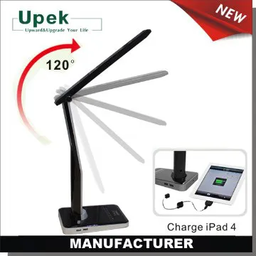 Dimmable battery operated power outlet hotel table lamp