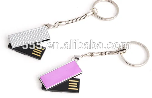 Wholesale mini metal swivel USB flash drive with keychain USB 2.0
