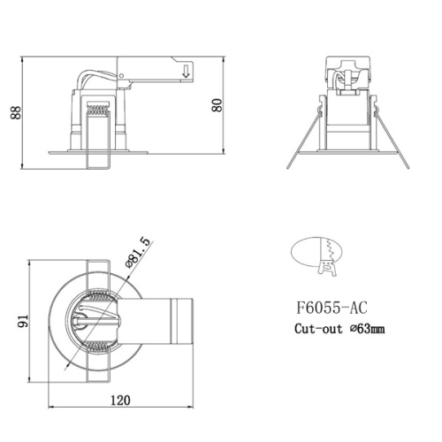 Recessed Luminaire IP65 SMD led downlight small diameter Factory