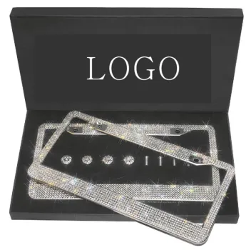 Obstruction-Free Frame with Multifaceted Rhinestone Car Accessories Glitter Crystal Caps
