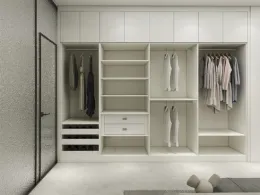 New Design Sliding Door Wooden White Simple Wardrobe