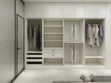 New Design Sliding Door Wooden White Simple Wardrobe