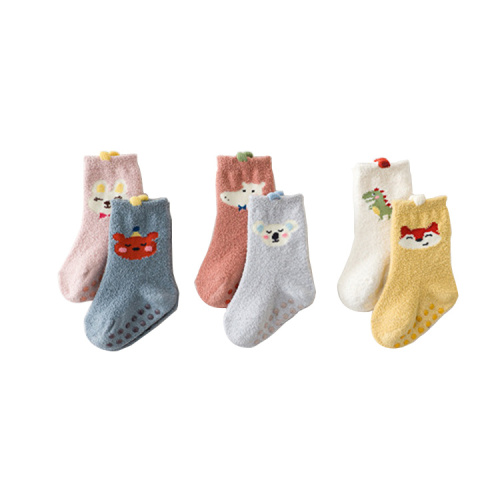 Cute Winter Warm Thick Coral Fleece Kids Newborn Baby Knee High Socks