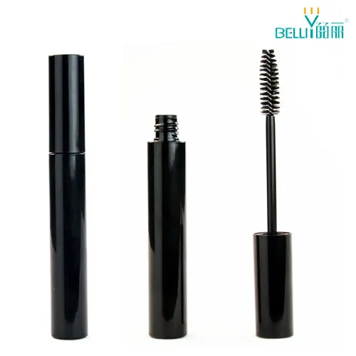 Bright Black Round Shape Empty Plastic Mascara Tube Packing