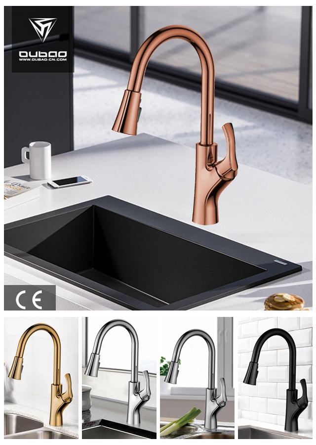 Mezclador de fregadero de cocina con caño abatible en color bronce