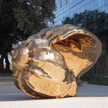 Creative outdoor bronze polishinglarge shell sculpture garden shell sculpture