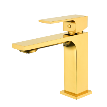 China Factory Supply Single Hole Washroom Tap Gold Water Faucet