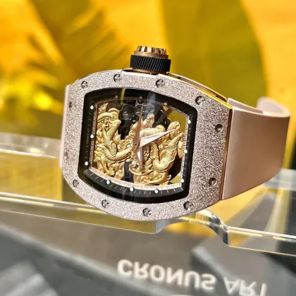 Luxury Men's Automatic Mechanical Watch with Unique Hollow Design