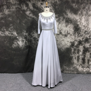 Round Neckline Long Sleeve Ruffled Satin Open Shoulder Clothes Women
