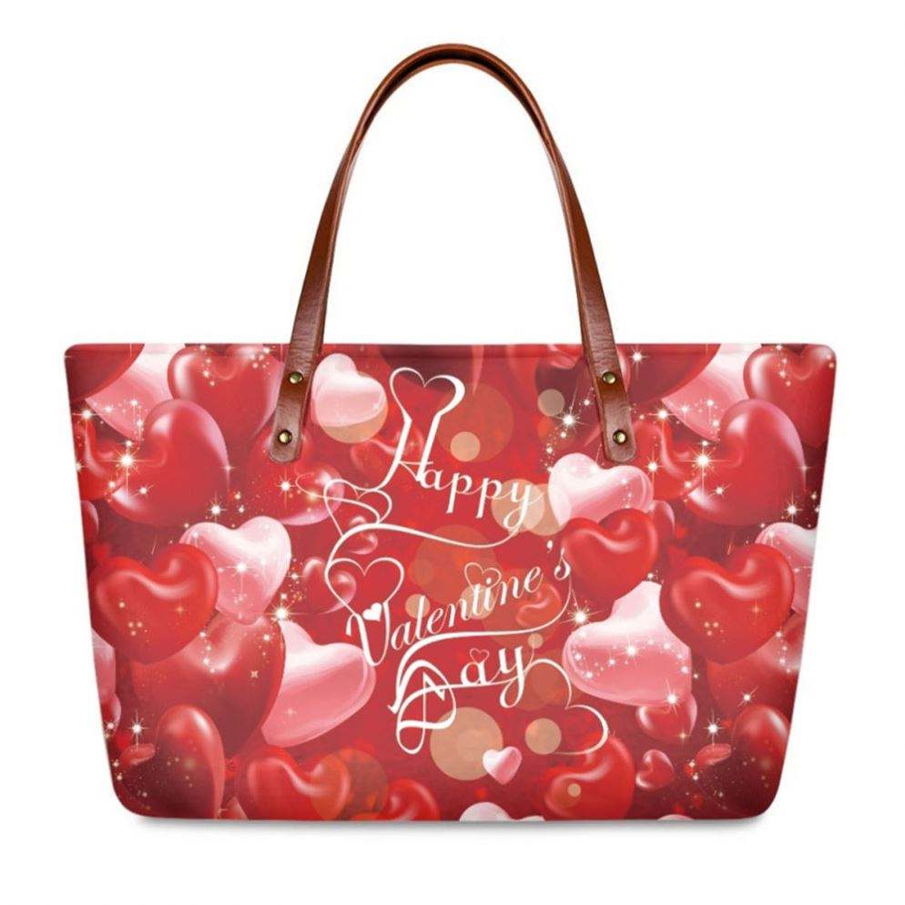 Women Valentine Tote Bag With Logo Print