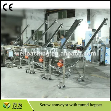 Stainless steel screw conveyor with round hopper