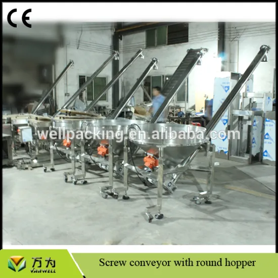 Stainless steel screw conveyor with round hopper