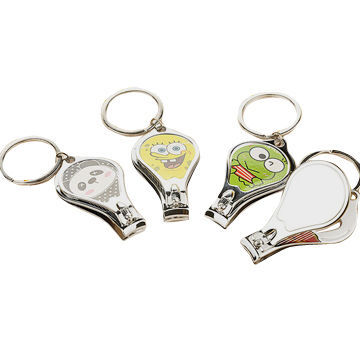 Wholesale cute cartoon stainless steel keychain with nail clippers