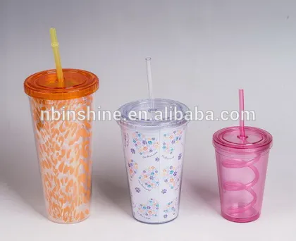 plastic water bottle with straw