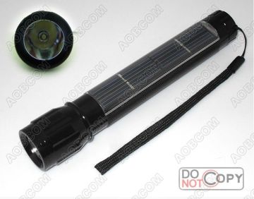 Bright Ce 178*35mm Aluminum Alloy 2v / 120ma Solar Led Flashlight For Travelling And Hiking