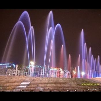 music dancing colorful garden water fountains