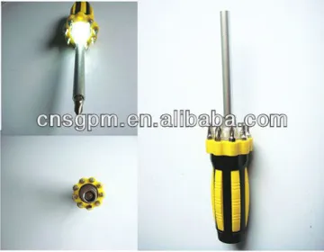9pcs Multifunction Stretch Screwdriver with Torch Aluminum Body Screwdriver
