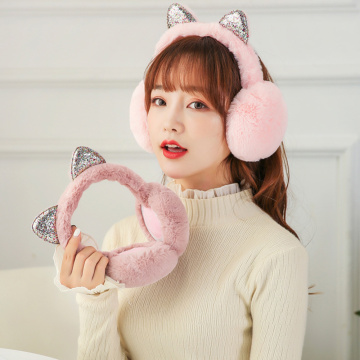 Fashion Wing Plush Female Winter Earmuff Warm Ear Muffs Headphones Girls Earmuffs Earphone Ear Warmers Protector Fur Headphones