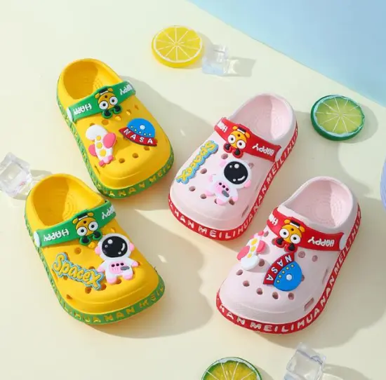 Summer Kids Astronaut Clogs: EVA Anti-Slip, Breathable Sandals with Hollow Holes for Children's Beach Wear