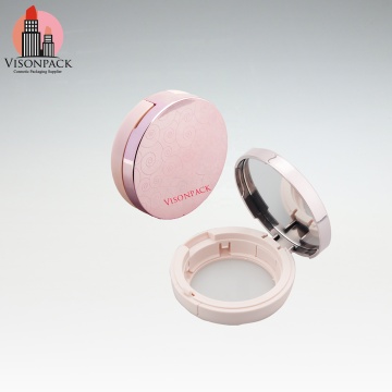 Rose Gold Round Empty Air Cushion Compact Case with Logos, 32mm Diameter