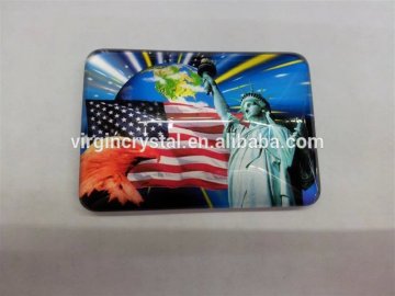 Wholesale Color printing round dome crystal Statue of Liberty fridge magnet for home decoration