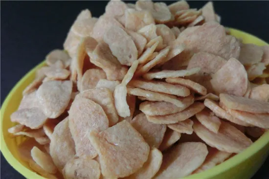 Chip shape fried garlic flakes