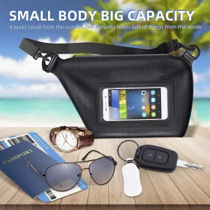 OEM Custom Logo Running Hiking Cycling Fanny Pack - Black Waterproof Waist Bag