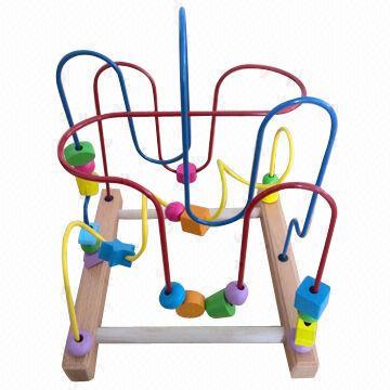 Wooden development toys on table, suitable for children