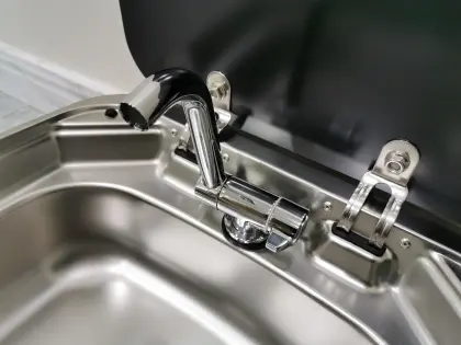 Dometic Style RV Caravan Stainless Steel Hand Wash Basin with Tempered Glass Lid