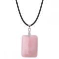 Розовый кварц 25x35 мм прямоугольник каменное подвесное ожерелье для женщин мужчин