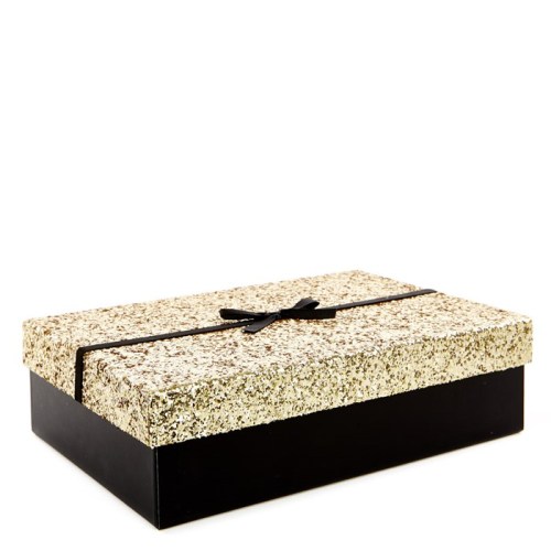 Premium 2 piece cardboard gold glitter box