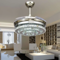 Lustre de ventilateur de plafond rétractable en cristal pour l&#39;été