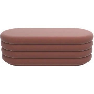 New Pink Velvet Oval Ottoman with Channel Tufting and Fabric Upholstery: A Stylish Pouf Addition