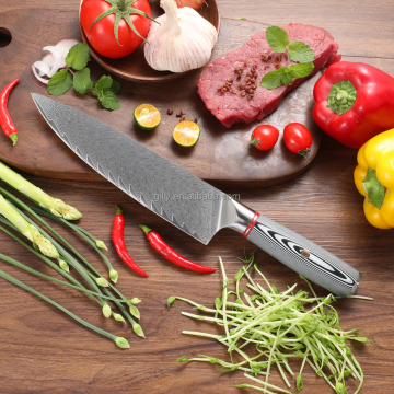 Wholesale 8 นิ้ว Damascus Chef Chef ที่มีด้ามจับไม้ Pakka - กล่องของขวัญรวมอยู่ด้วย