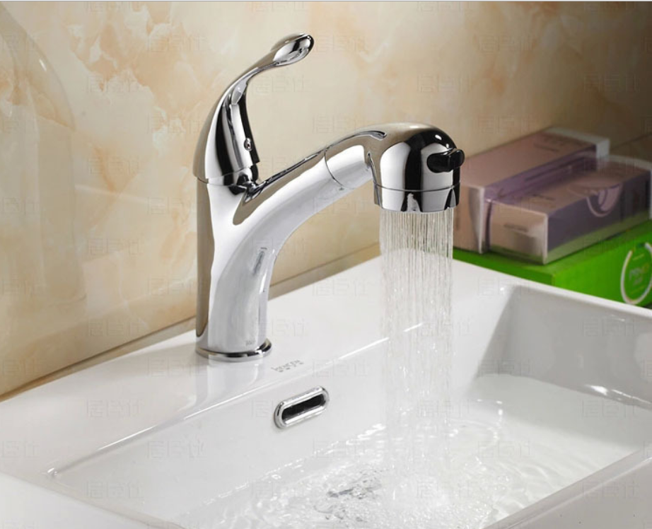 Single Handle Deck Mounted Hot&Cold Pull Out Sprayer Kitchen Taps Mixer Faucets for sink basin